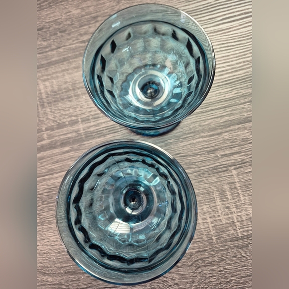 Set of 2 Blue Glass sherbert Fruit Dessert Dishes. Footed - Picture 5 of 6